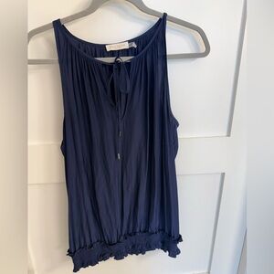 Ramy Brook Navy Sleeveless Tie-Front Tank